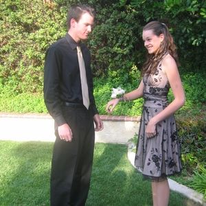 Nude with Black Organza Overlay Formal Dress